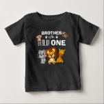 Wild One Jungle Safari 1st Birthday Brother Baby T-Shirt<br><div class="desc">Brother of the wild one! Is your little boy or girl turning one? This Wild One design is perfect for their 1st birthday to let their brother show their excitement for their sibling. The jungle safari theme features a cartoon illustrated monkey,  sloth,  elephant,  lion,  and giraffe!</div>