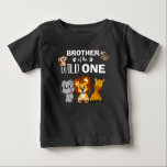 Wild One Jungle Safari 1st Birthday Brother Baby T-Shirt<br><div class="desc">Brother of the wild one! Is your little boy or girl turning one? This Wild One design is perfect for their 1st birthday to let their brother show their excitement for their sibling. The jungle safari theme features a cartoon illustrated monkey,  sloth,  elephant,  lion,  and giraffe!</div>