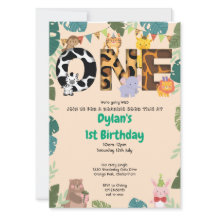 Wild One Jungle Safari 1st Birthday Invitation