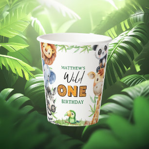 Wild One Jungle Safari 1st birthday  Paper Cups