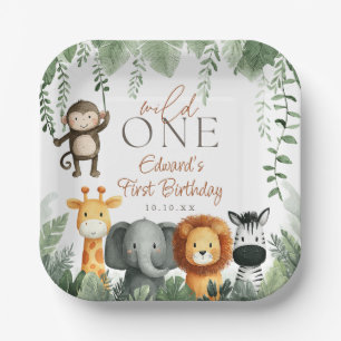 Wild One Jungle Safari 1st Birthday Paper Plate