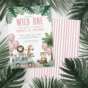 Wild One Jungle Safari 1st Birthday Party Invitation