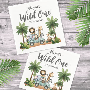 Wild One Jungle Safari 1st Birthday Party Napkin