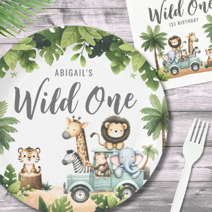 Wild One Jungle Safari 1st Birthday Party Paper Plate