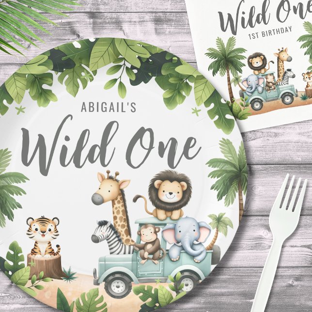 Wild One Jungle Safari 1st Birthday Party Paper Plate (Wild One Jungle Safari 1st Birthday Party Paper Plates)