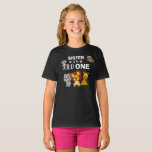 Wild One Jungle Safari 1st Birthday Sister T-Shirt<br><div class="desc">Sister of the wild one! Is your little boy or girl turning one? This Wild One design is perfect for their 1st birthday to let their sister show her excitement for her sibling. The jungle safari theme features a cartoon illustrated monkey,  sloth,  elephant,  lion,  and giraffe!</div>
