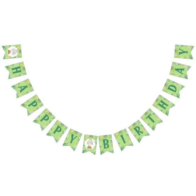 Wild One Jungle Safari Animals 1st Birthday Themed Bunting (All)