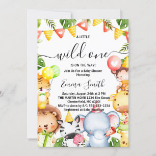 Wild One Jungle Safari Animals Baby Shower Invitat Invitation