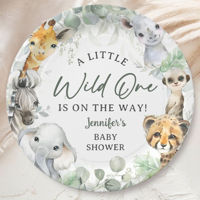 Wild One Jungle Safari Animals Baby Shower Paper Plate (Creator Uploaded)