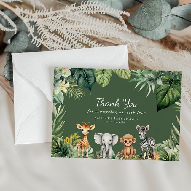 Wild One Jungle Safari Animals Baby Shower Thank You Card (Creator Uploaded)