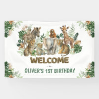 Wild One Jungle Safari Animals Birthday Welcome