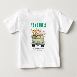 Wild One Jungle Safari Animals Boy 1st Birthday Baby T-Shirt