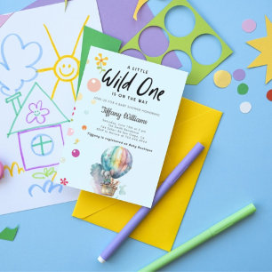 Wild One Jungle Safari Animals Boy 1st Birthday Invitation