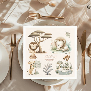 Wild One Jungle Safari Animals Boy 1st Birthday Napkin