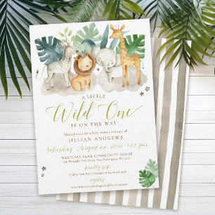 Wild One Jungle Safari Animals Boy Baby Shower Invitation