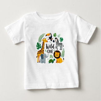 Wild One Jungle Safari Animals First Birthday Baby Baby T-Shirt