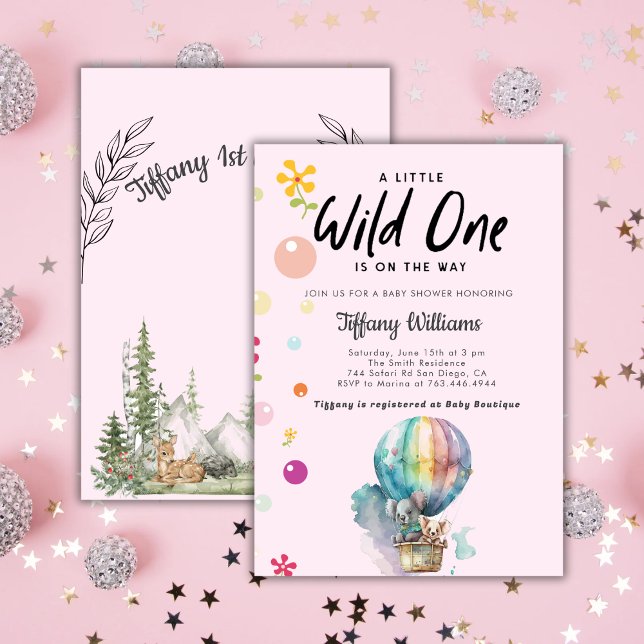 Wild One Jungle Safari Animals Girl 1st Birthday  Invitation (Creator Uploaded)