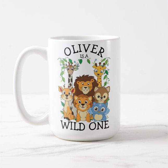 Wild One Jungle Safari Baby 1st Birthday Cute Baby Coffee Mug (Left)