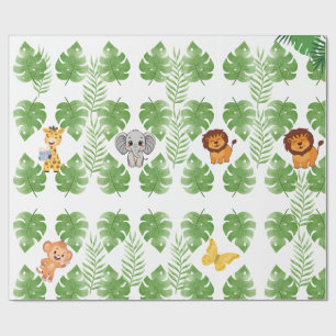Wild One Jungle Safari Baby Boy Wrapping Paper