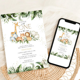 Wild One Jungle Safari Baby Shower Invitation