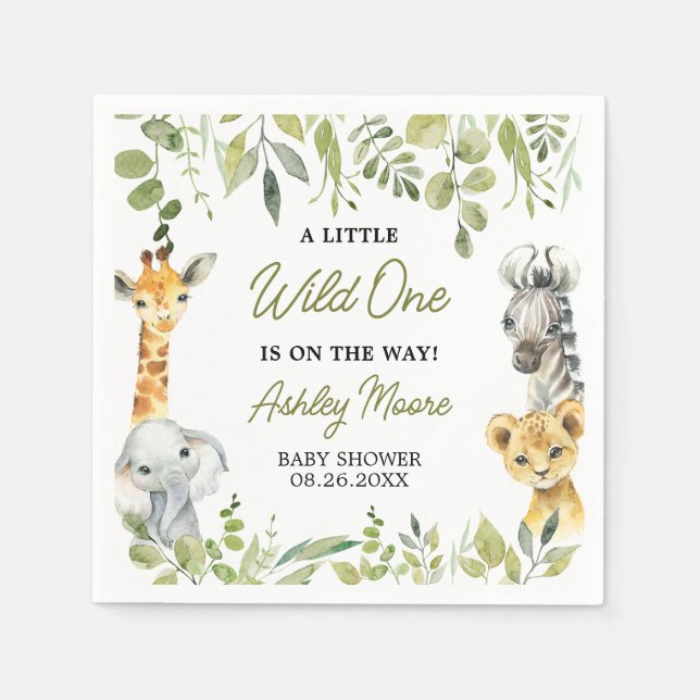 Wild One Jungle Safari Baby Shower  Napkin (Front)