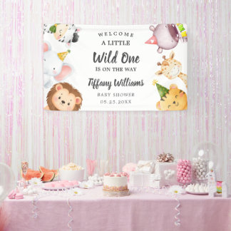 Wild One Jungle Safari Baby Shower Party Banner