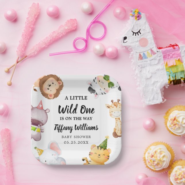 Wild One Jungle Safari Baby Shower Party Paper Plate (Party)