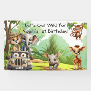Wild One Jungle Safari Birthday Banner – 1st Birth