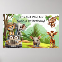 Wild One Jungle Safari Birthday Banner – 1st Birth