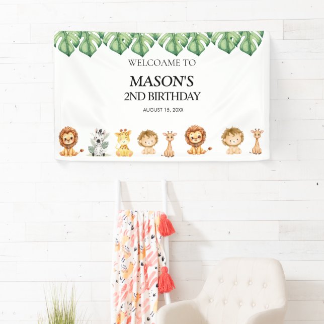 Wild One Jungle Safari Birthday for Boys Banner (Insitu)