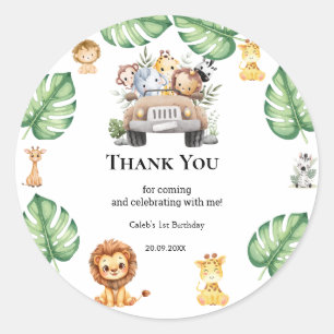 Wild One Jungle Safari Birthday for Boys Classic Round Sticker