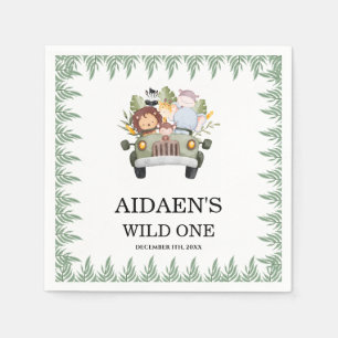 Wild One Jungle Safari Birthday Napkin