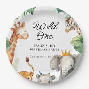 Wild One Jungle Safari Birthday Paper Plate