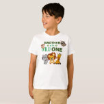 Wild One Jungle Safari Brother First Birthday T-Shirt<br><div class="desc">Brother of the wild one! Is your little boy or girl turning one? This Wild One design is perfect for their 1st birthday to let their brother show his excitement for his sibling. The jungle safari theme features a cartoon illustrated monkey,  sloth,  elephant,  lion,  and giraffe!</div>