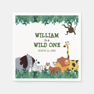 Wild One Jungle Safari First Birthday Party Napkin