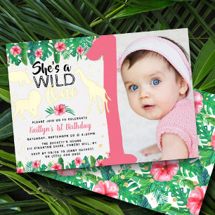 Wild One Jungle Safari Girls 1st Birthday Photo