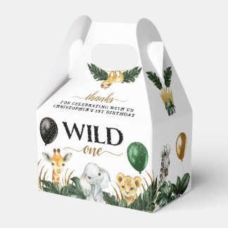 Wild One Jungle Safari Themed 1st Birthday Party Favour Box
