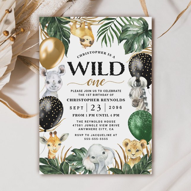 Wild One Jungle Safari Themed 1st Birthday Party I Invitation (Creator Uploaded)