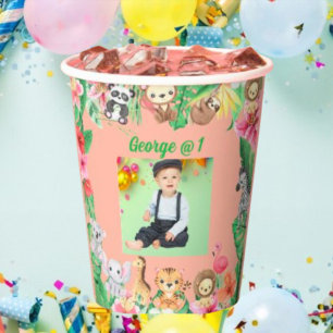 Wild One Jungle Safari Themed 1st Birthday Party Paper Cups