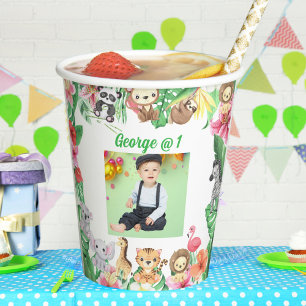 Wild One Jungle Safari Themed 1st Birthday Party Paper Cups