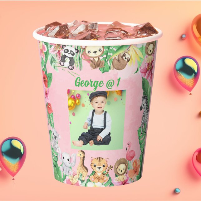 Wild One Jungle Safari Themed 1st Birthday Party Paper Cups (Creator Uploaded)