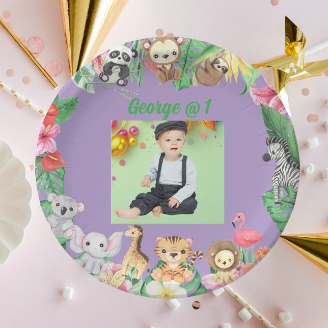 Wild One Jungle Safari Themed 1st Birthday Party Paper Plate (Creator Uploaded)