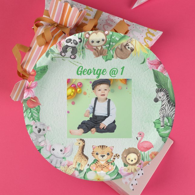 Wild One Jungle Safari Themed 1st Birthday Party  Paper Plate (Creator Uploaded)