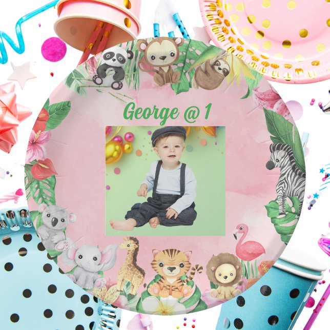 Wild One Jungle Safari Themed 1st Birthday Party  Paper Plate (Creator Uploaded)