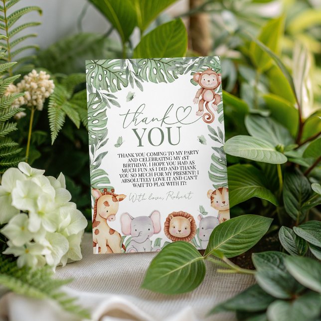 Wild One Jungle Thank You Card (Creator Uploaded)