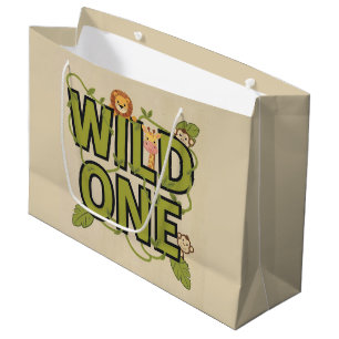 Wild One Jungle Theme Birthday Design Large Gift Bag