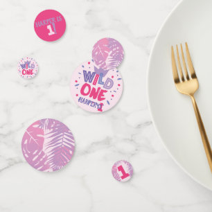 Wild One Jungle Theme Girl First Birthday Confetti