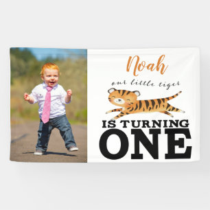 Wild One Jungle Tiger 1st Birthday Photo Banner