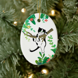 Wild One Kitty Cat Kitten 1st Birthday Invitation Ceramic Ornament