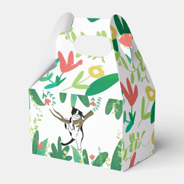 Wild One Kitty Cat Kitten 1st Birthday Invitation Favour Box (Front Side)